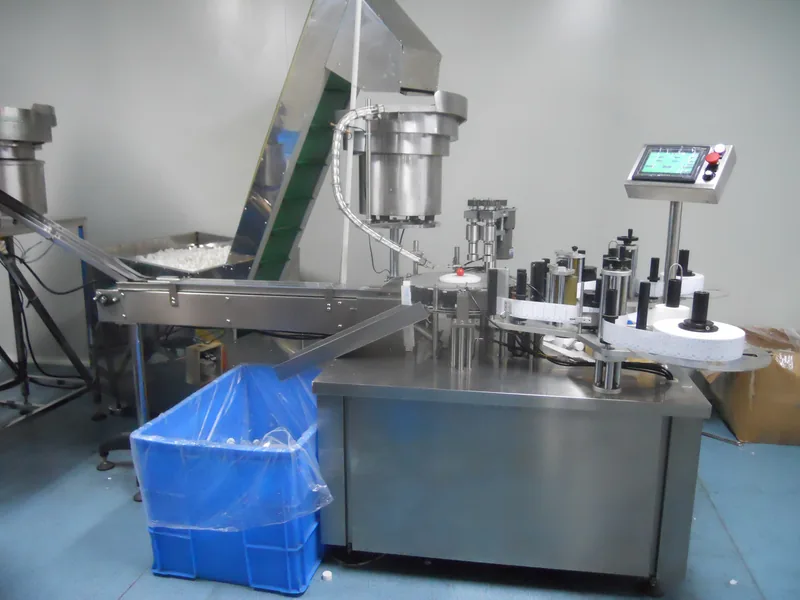 Company-owned photo of capping and labeling combination machine company view, catalog view 067.