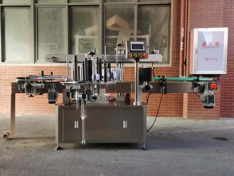 Company-owned photo of high speed flat bottle double side labeling machine company view, catalog view 072.
